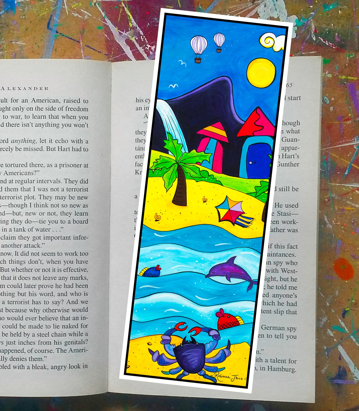 Beach Town with Balloons Bookmark