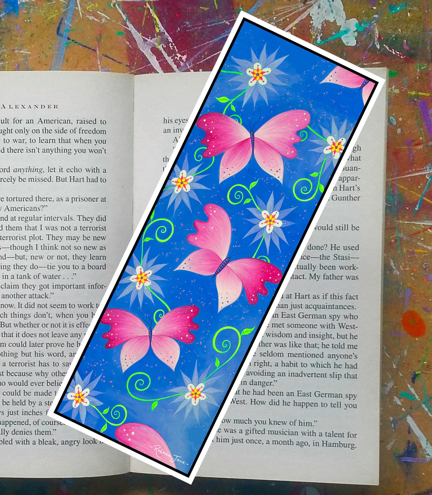Boho Butterflies Blue Bookmark