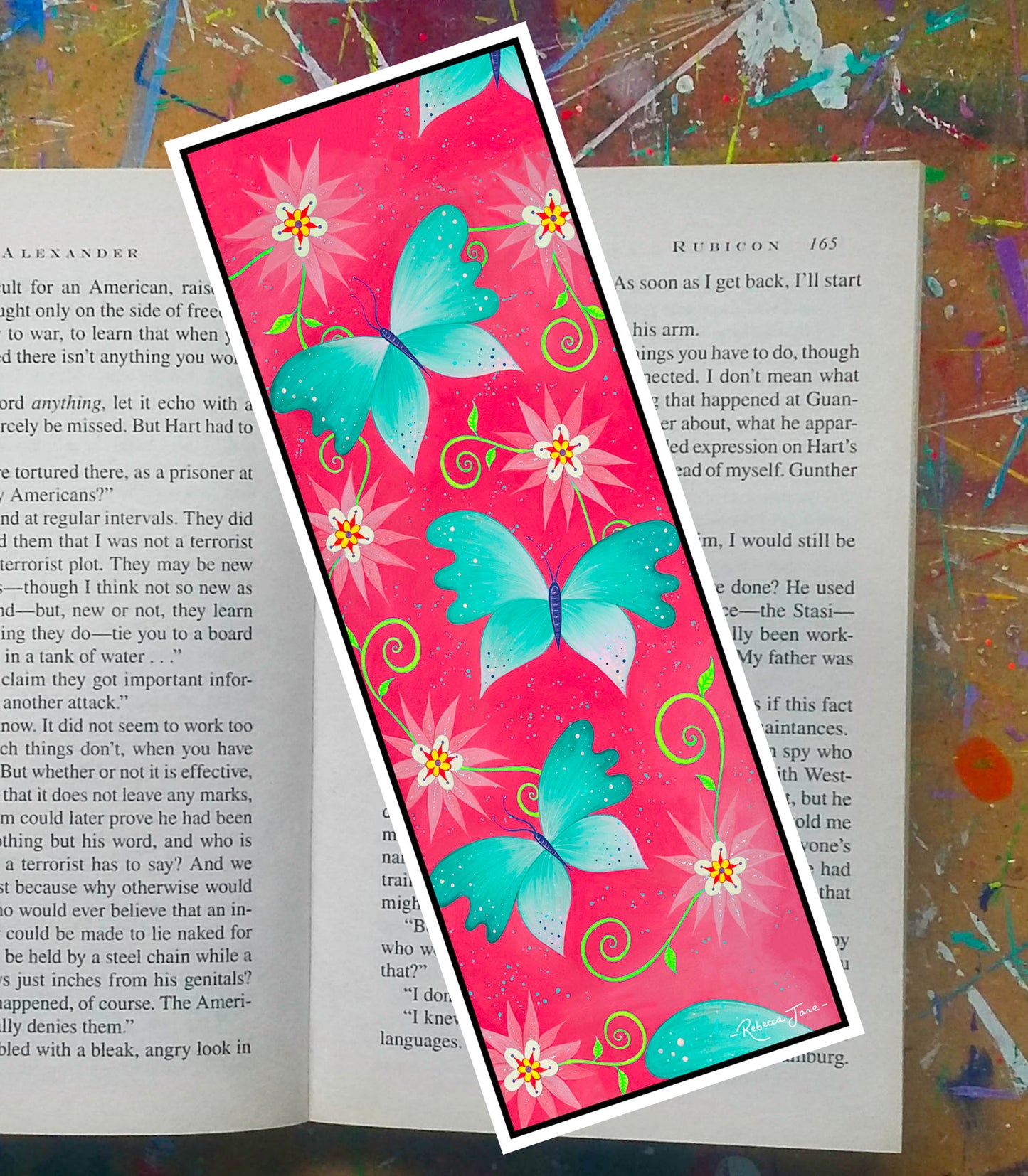 Boho Butterflies Red Bookmark