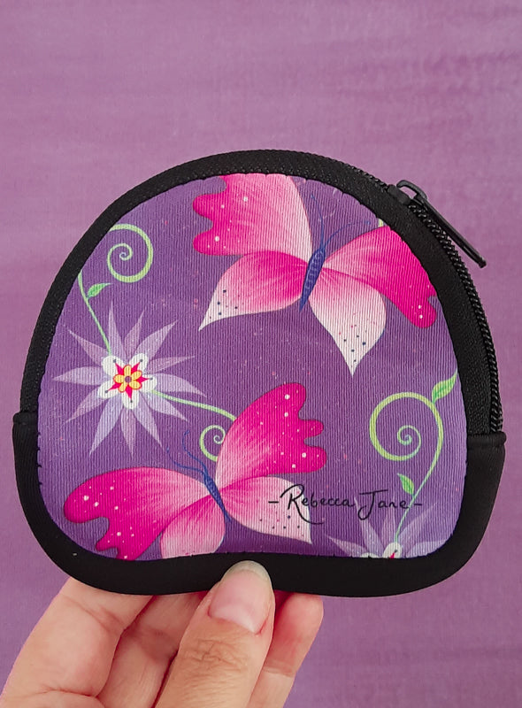 Boho Butterflies Magenta Coin Pouch