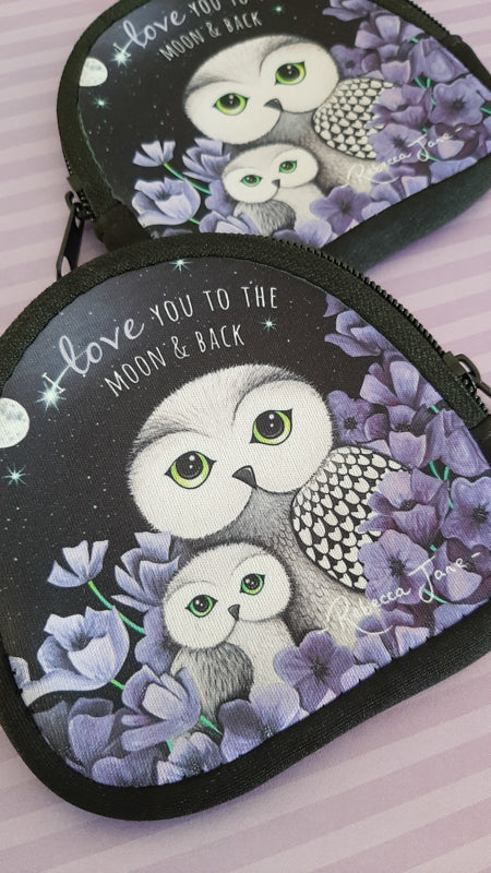 Owls in Poppies Lavender Coin Pouch