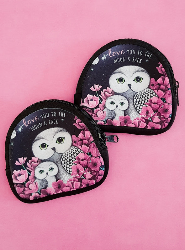 Owls in Poppies Strawberry Coin Pouch