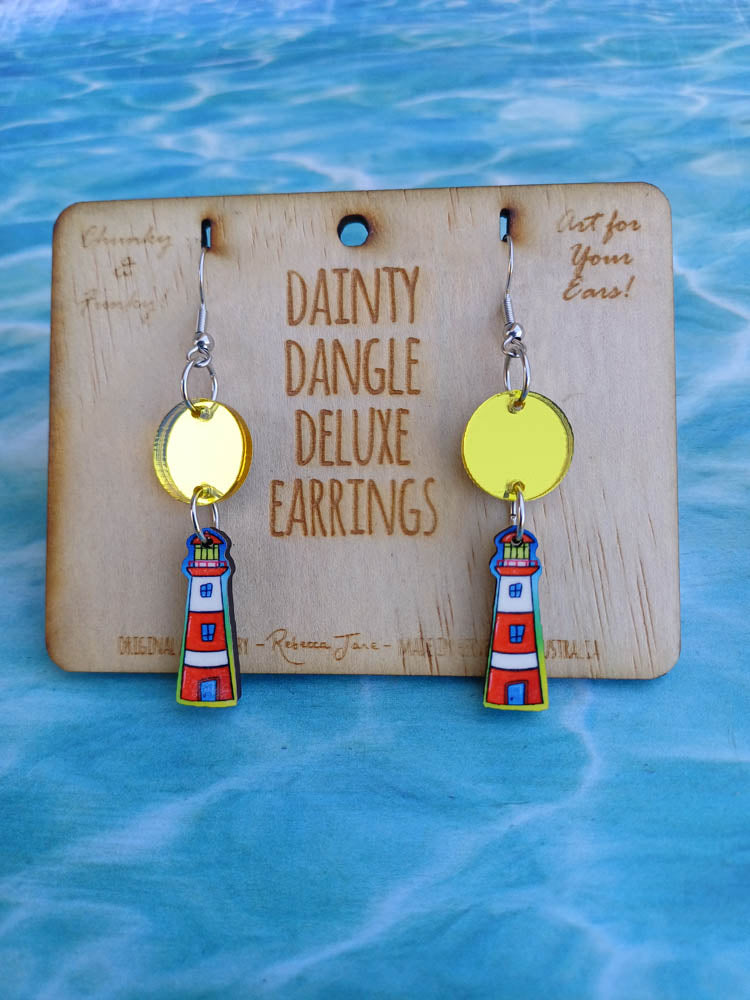 Lighthouse Dainty Dangle Deluxe Earrings