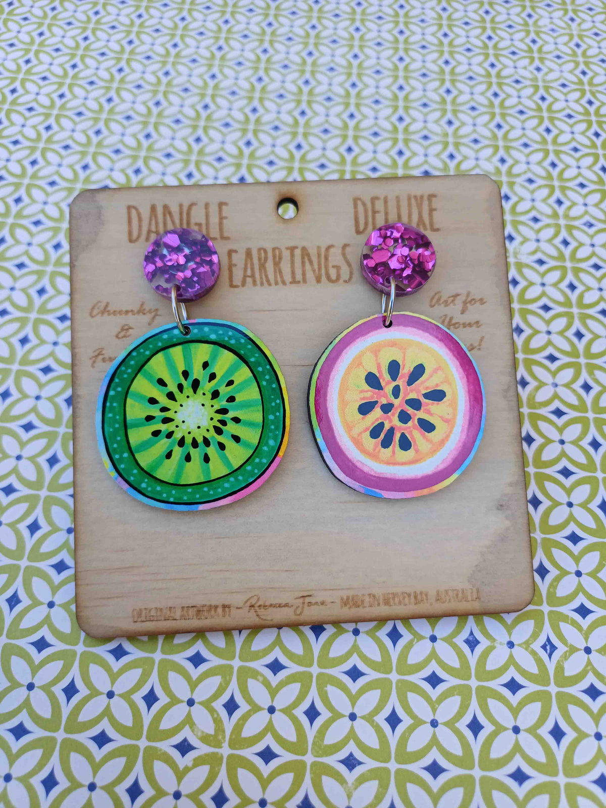 Kiwi Passion Dangle Deluxe Earrings