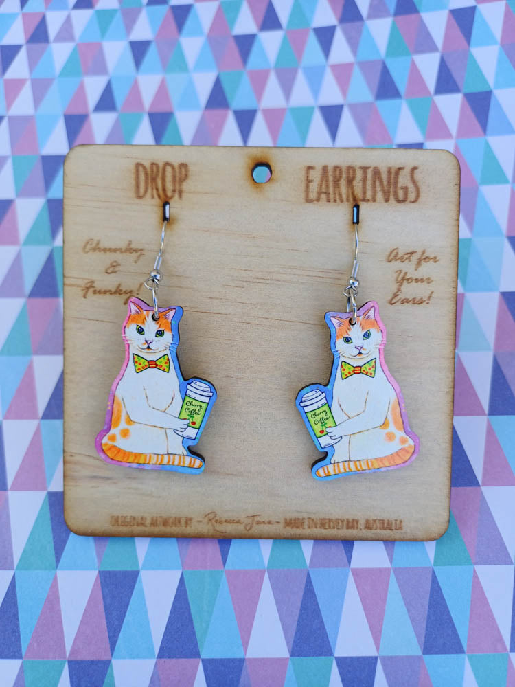 Boss Cat Cherry Drop Earrings