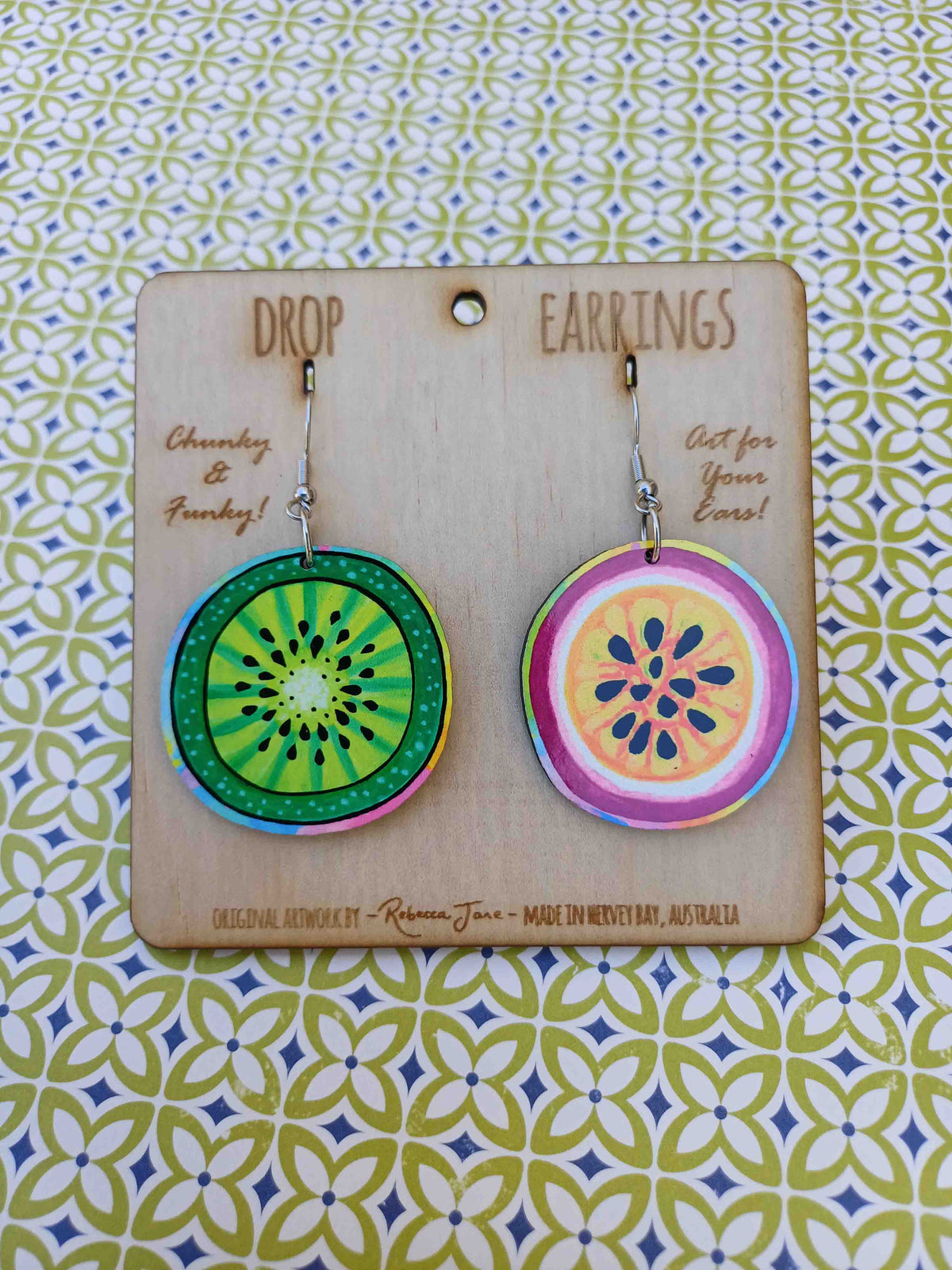 Kiwi Passion Drop Earrings