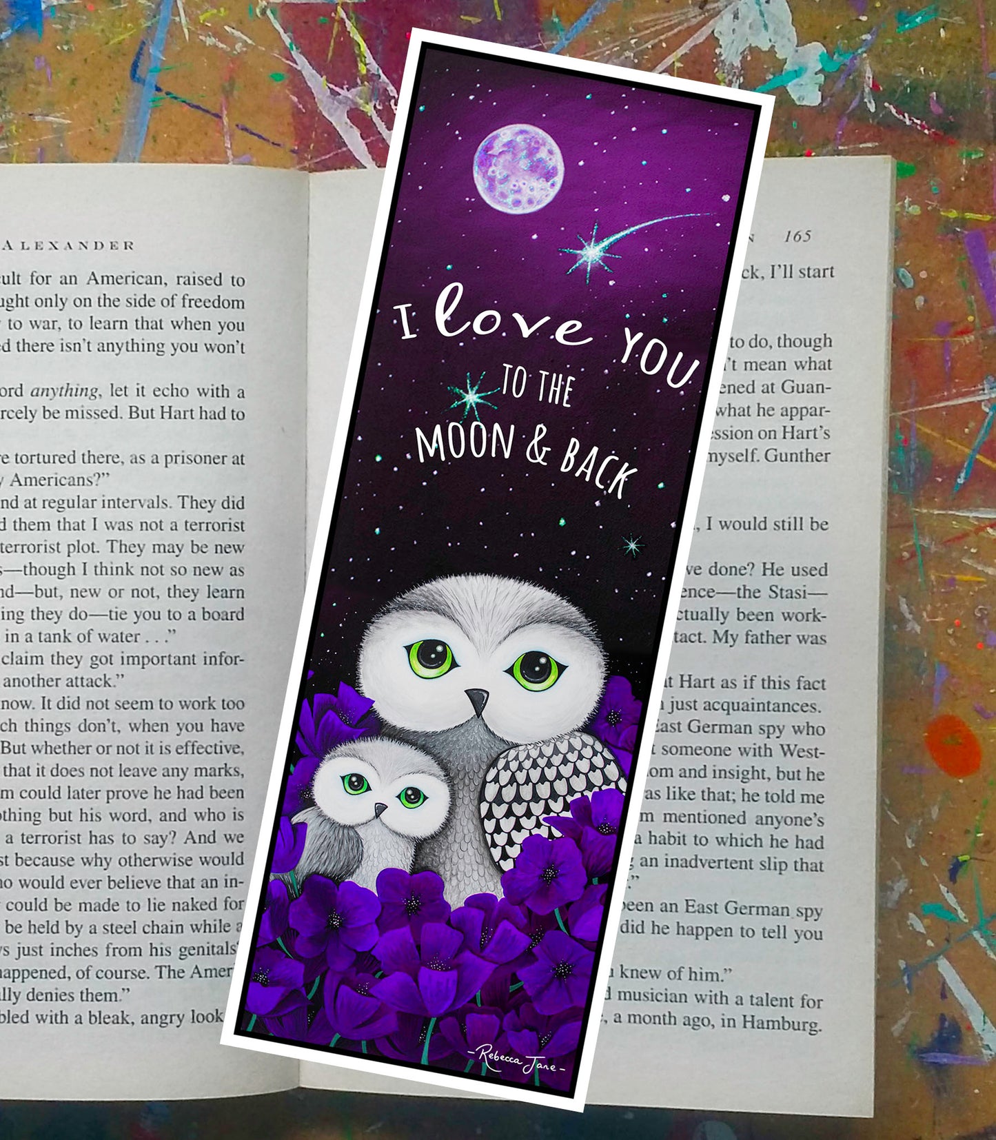Owls in Poppies Purple Bookmark