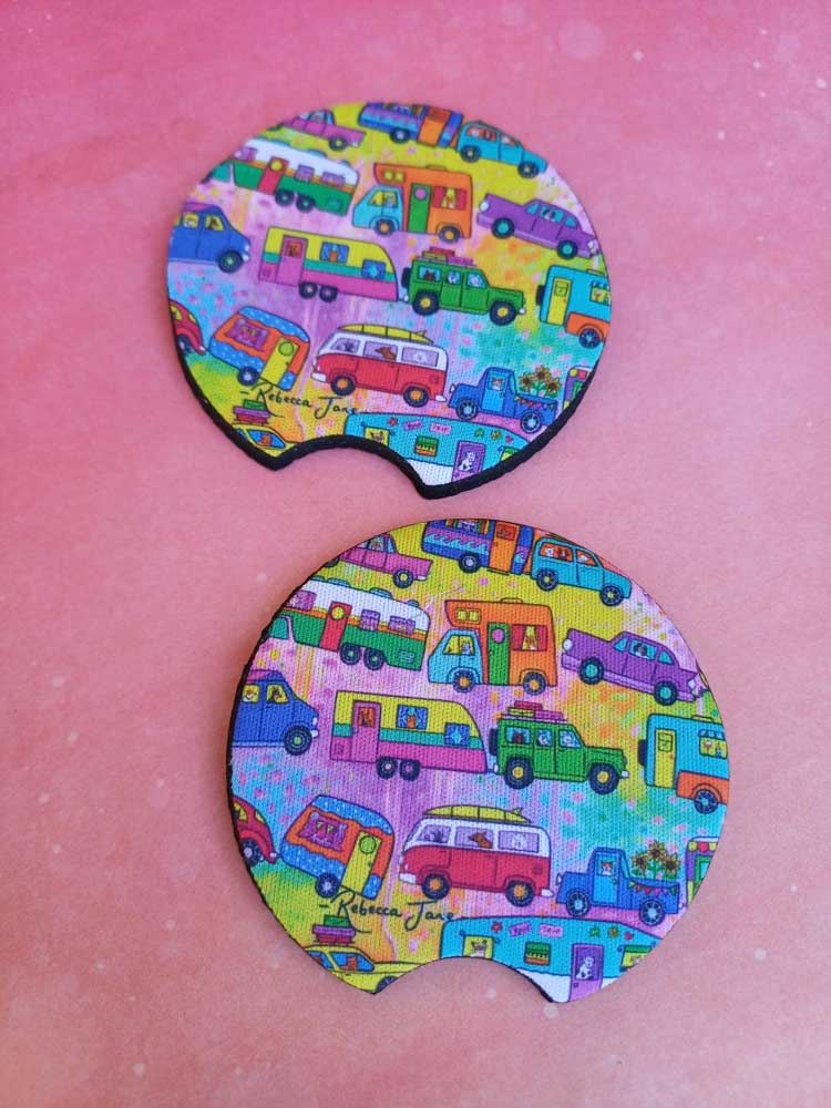 Rainbow Road Trip Car Coaster