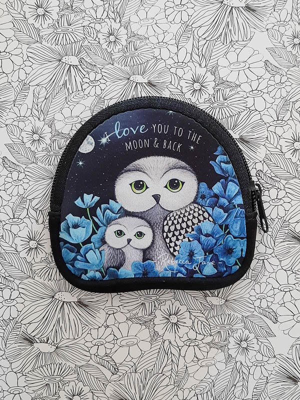 Owls in Poppies Cornflower Coin Pouch