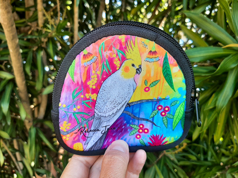 Springtime Birds Cockatoo & Cockatiel Coin Pouch