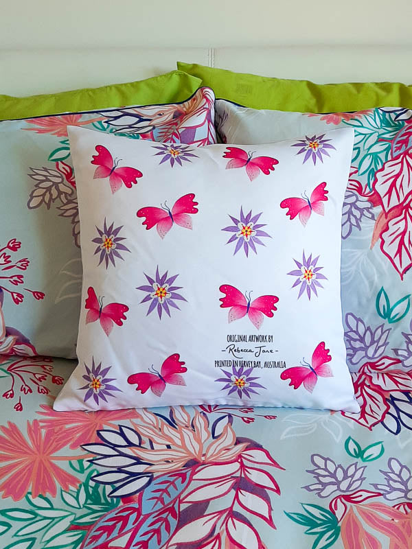 Boho Butterflies Magenta Cushion Cover