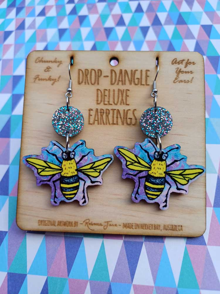 Bee Happy Drop Dangle Deluxe Earrings