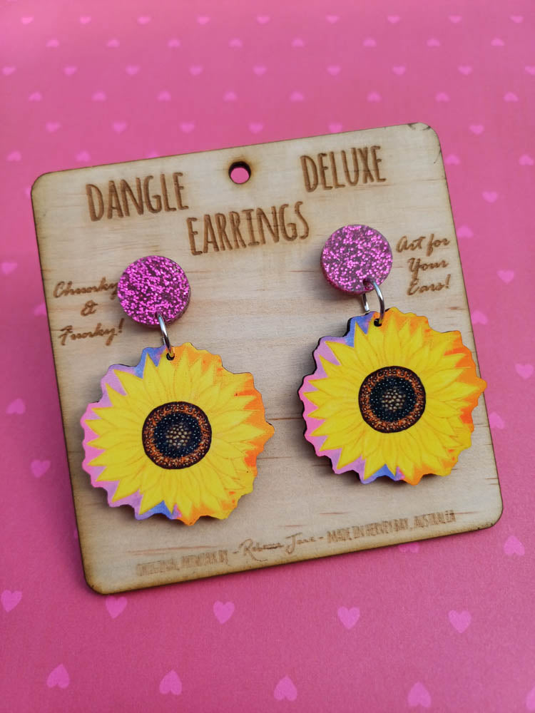 Sunflower Dreaming Dangle Deluxe Earrings