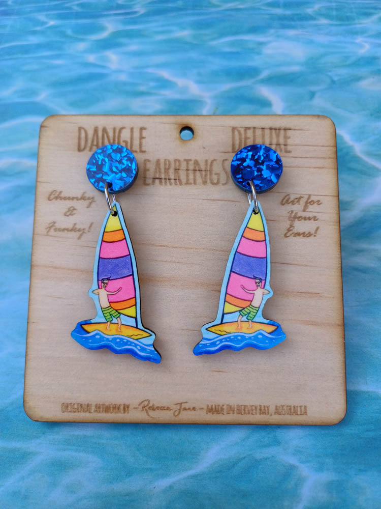 Windsurfer Dangle Deluxe Earrings