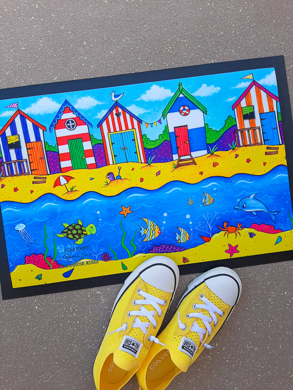 Beach Huts Door Mat