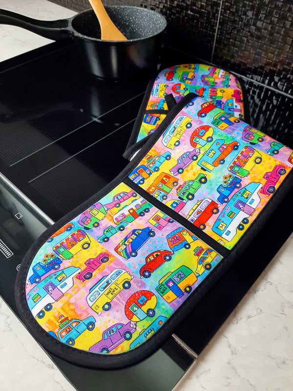 Rainbow Road Trip Double Oven Mitt