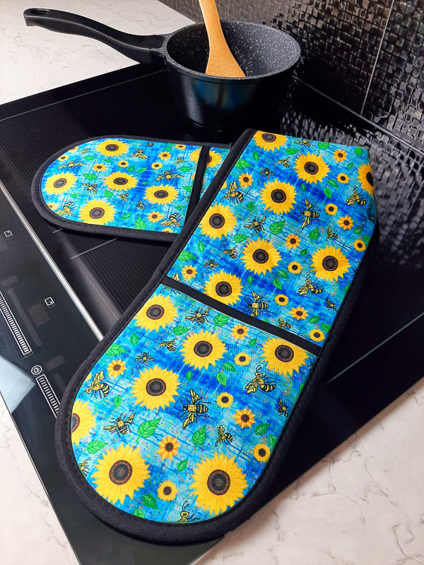 Sunflowers n Bees Double Oven Mitt