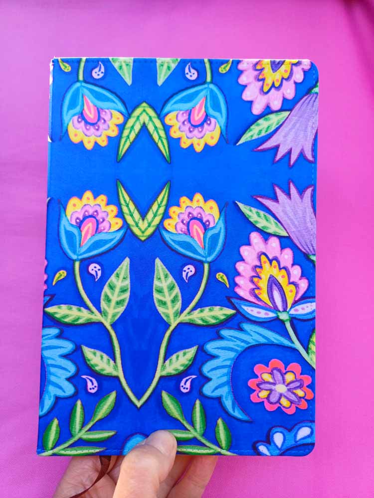 Folky Flowers Blue Journal