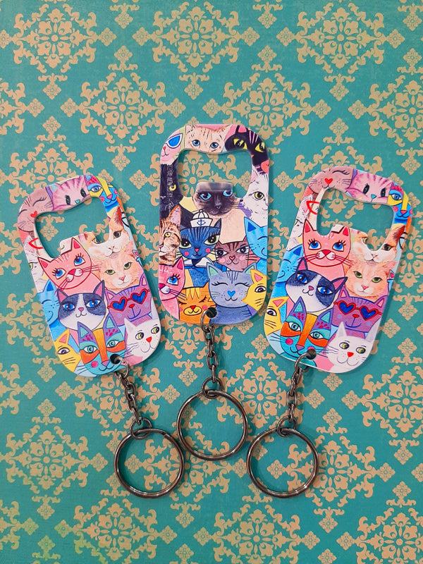 Colourful Cats Keyring Bottle Opener