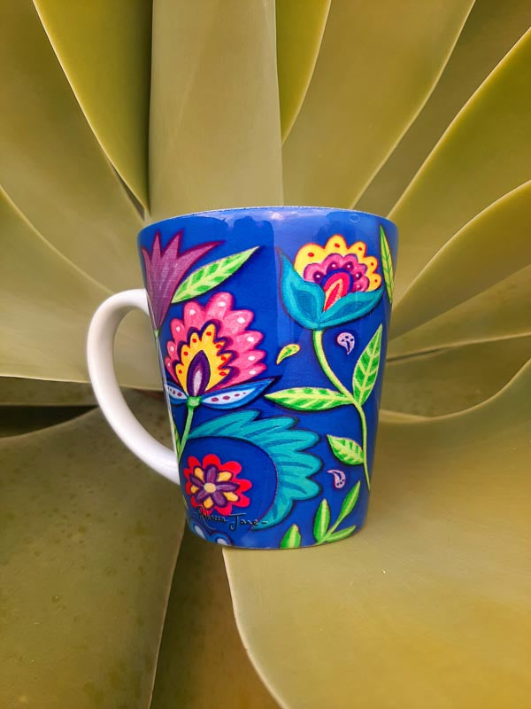 Folky Flowers Blue Mug
