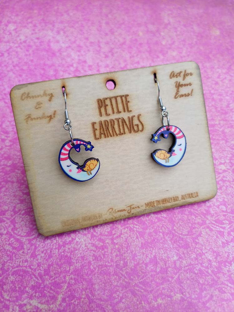 Moon and Cat Petite Earrings