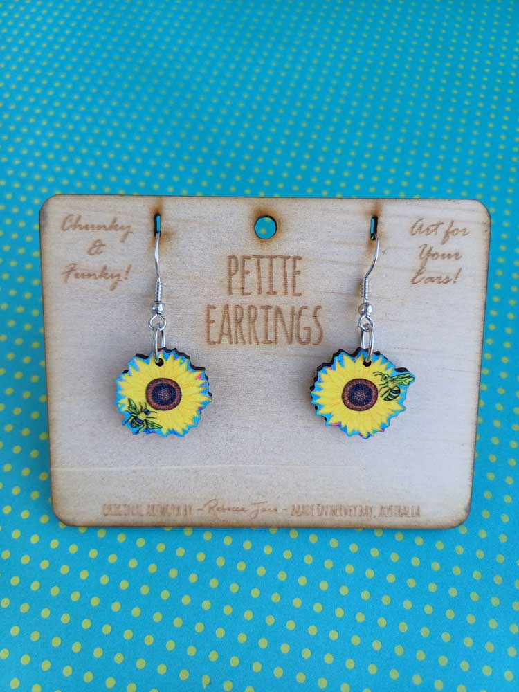 Sunflowers n Bees Petite Earrings