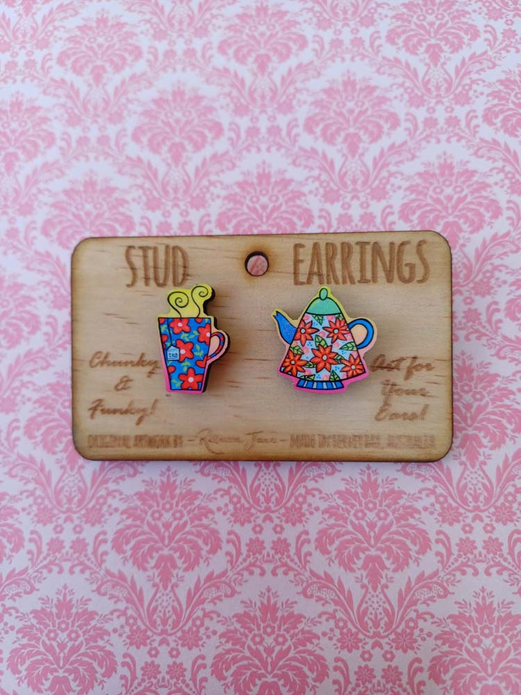 Tea Set Stud Earrings