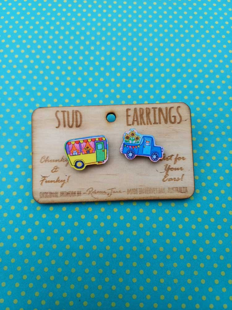 Ute & Caravan Stud Earrings