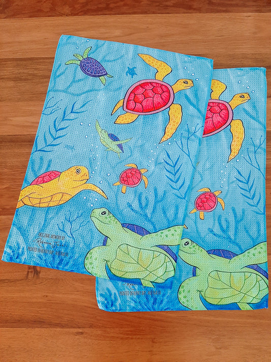 Colourful Turtles Tea Towel