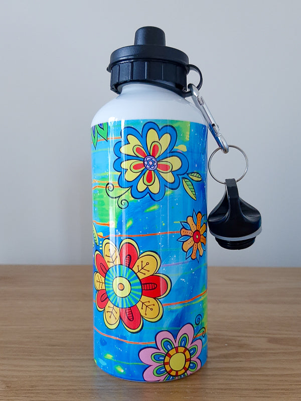 Summer Flowers 600ml Aluminium Water Bottle