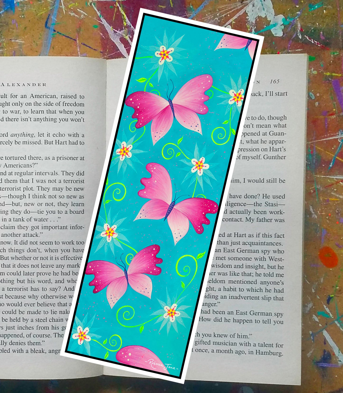 Boho Butterflies Aqua Bookmark