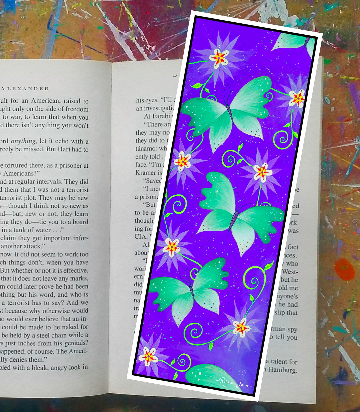 Boho Butterflies Purple Bookmark