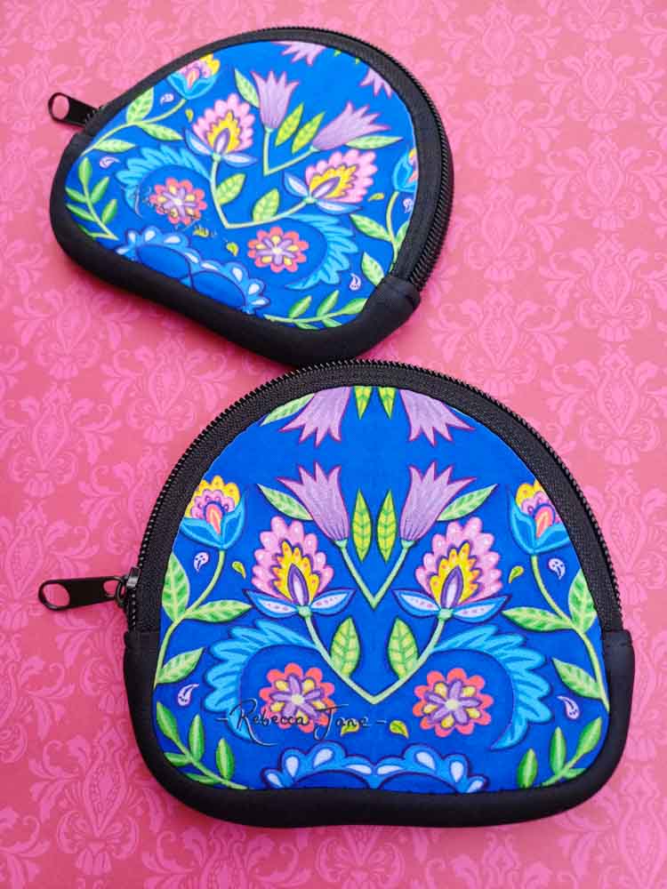 Folky Flowers Blue Coin Pouch