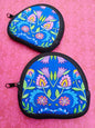 Folky Flowers Blue Coin Pouch