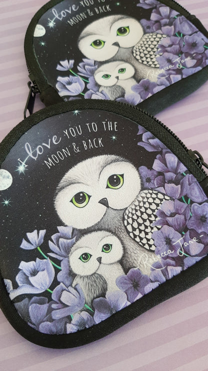 Owls in Poppies Lavender Coin Pouch