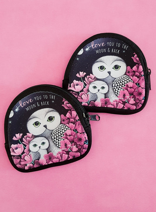 Owls in Poppies Strawberry Coin Pouch