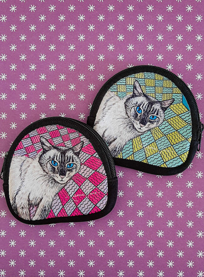 Zak the Cat (one side pink the other side green) Coin Pouch