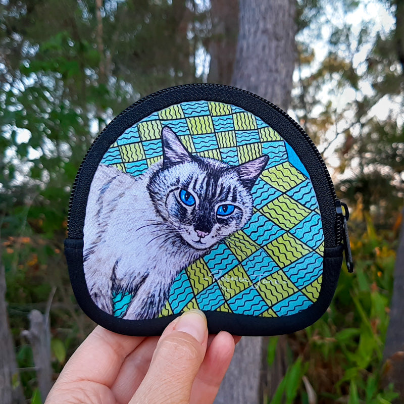 Zak the Cat (one side pink the other side green) Coin Pouch