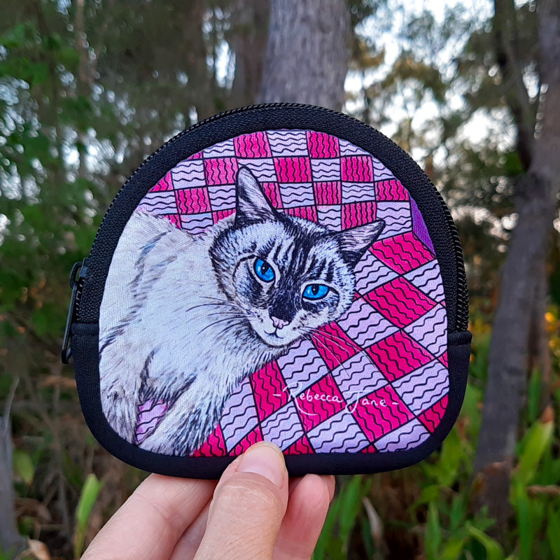 Zak the Cat (one side pink the other side green) Coin Pouch