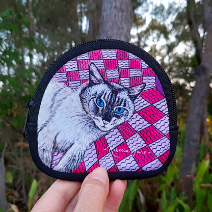 Zak the Cat (one side pink the other side green) Coin Pouch