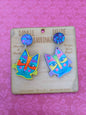 Aztec Cats Dangle Deluxe Earrings