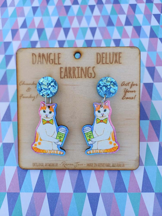 Boss Cat Cherry Dangle Deluxe Earrings