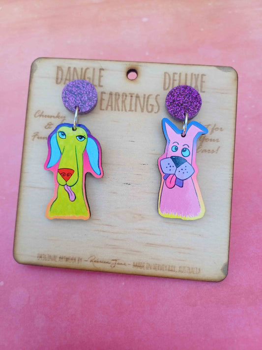 Funny Dogs Dangle Deluxe Earrings