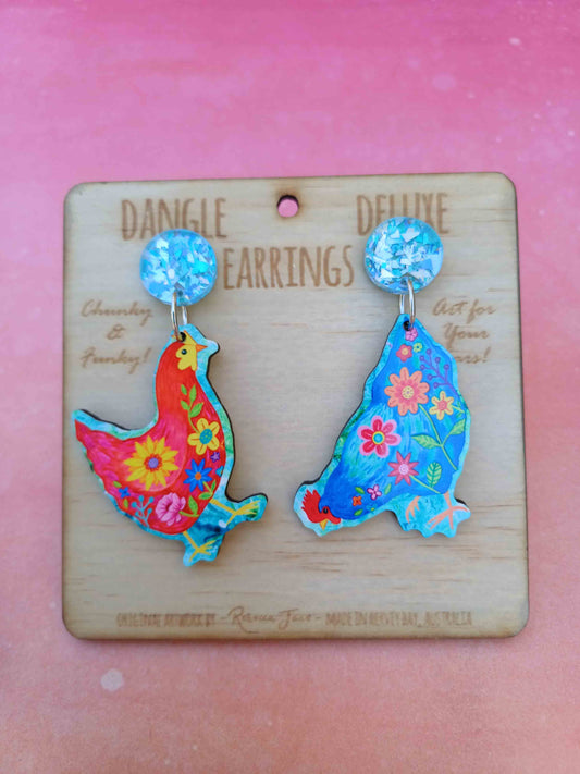 Garden Chooks Dangle Deluxe Earrings
