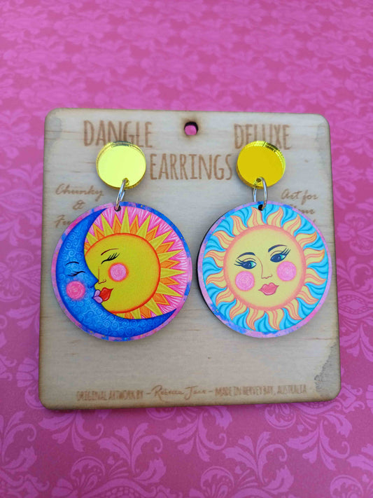 Moon & Sun Dangle Deluxe Earrings
