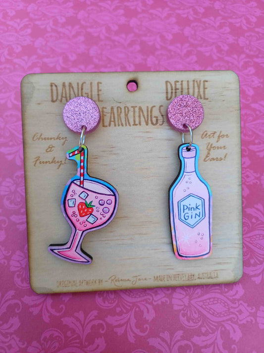 Pink Gin Dangle Deluxe Earrings