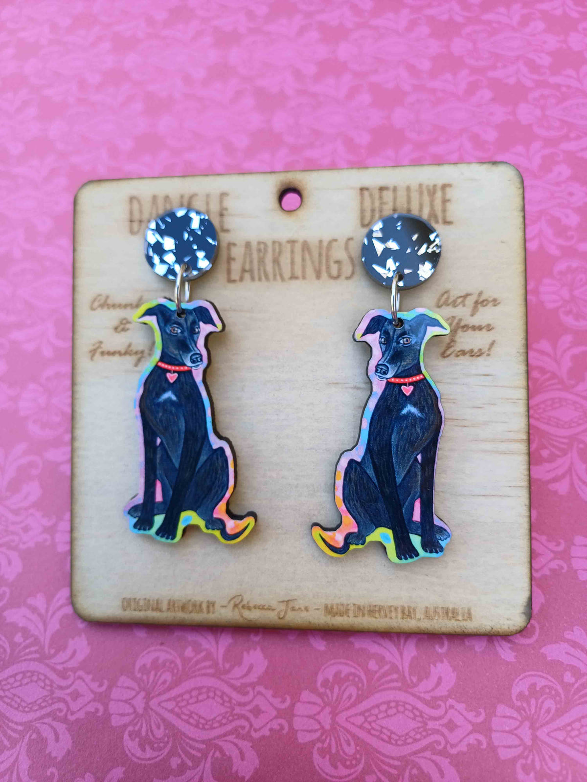 Pink Gin Pooch Dangle Deluxe Earrings