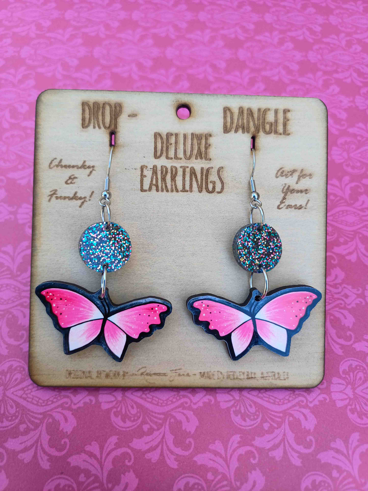 Winter Butterflies Drop Dangle Deluxe Earrings