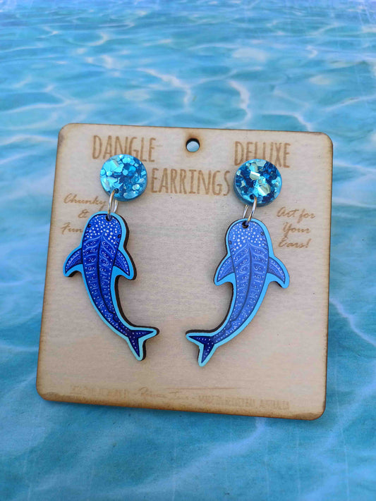 Whale Shark Wishes Dangle Deluxe Earrings