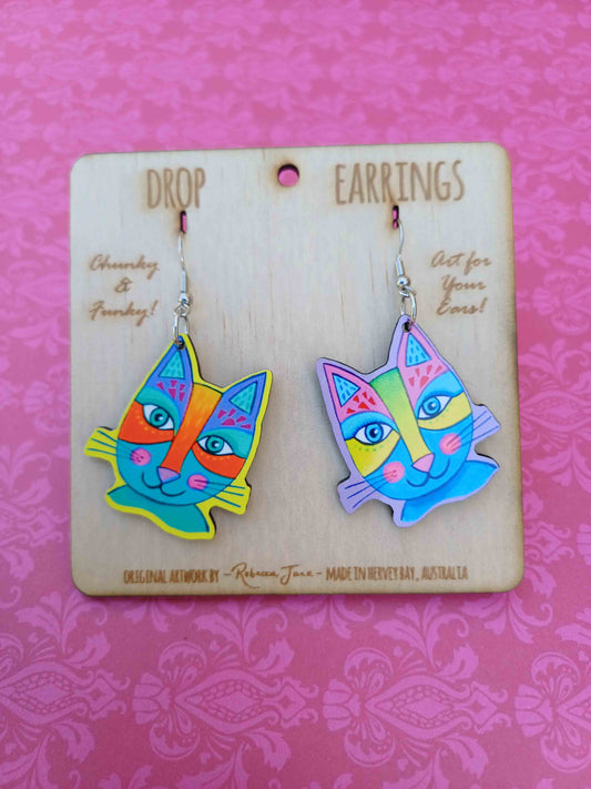 Aztec Cats Drop Earrings